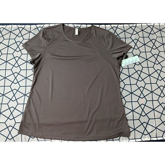 Ideology Women’s Deep Charcoal Perforated Crewneck T-Shirt Size Large - Picture 5 of 14